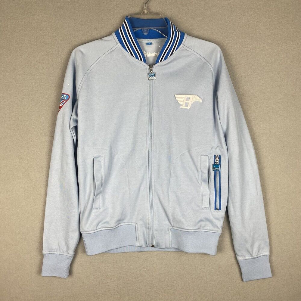 Bunker Mentality Golf Jacket Size Small Full Zip Light Blue Long Sleeve Sweater